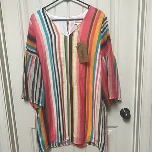 Listicle Tropical Striped Dress